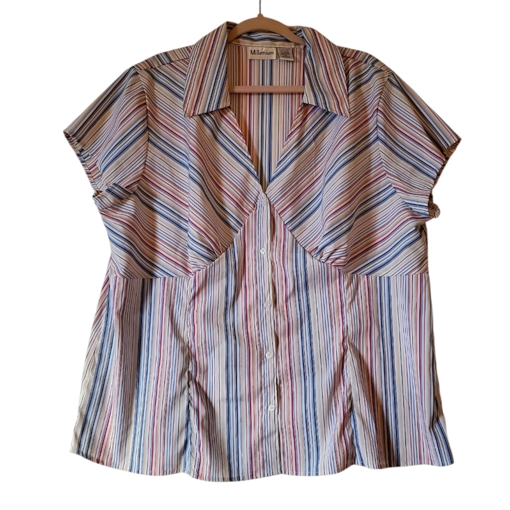Millenium Striped Silky Plus Size Blouse Size 22‎ Plus Size Women